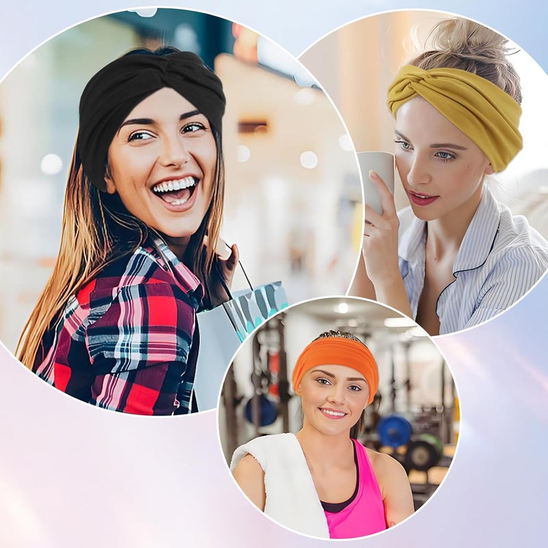 Luuao 12 Pcs Stretchy Sport Headbands for Women,Absorbed Sport Headband Soft Twist Knotted Headbands for Yoga, Workout Daily Life - Image 5